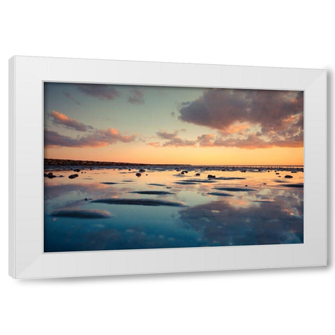 Blue Reflection White Modern Wood Framed Art Print by Orlando