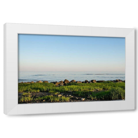 Rocky Shore White Modern Wood Framed Art Print by Orlando
