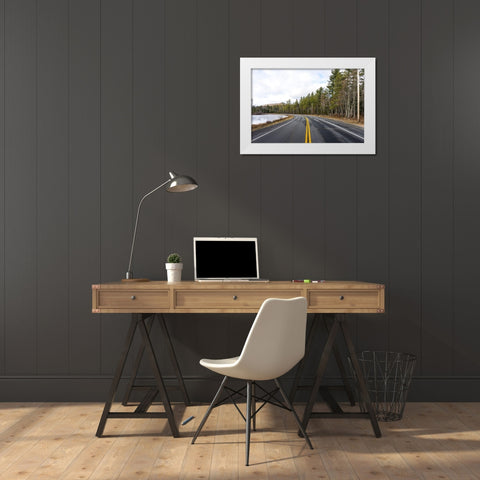 Divided Highway White Modern Wood Framed Art Print by Orlando