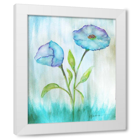 Floral Blue 1 White Modern Wood Framed Art Print by Pearson, Debbie