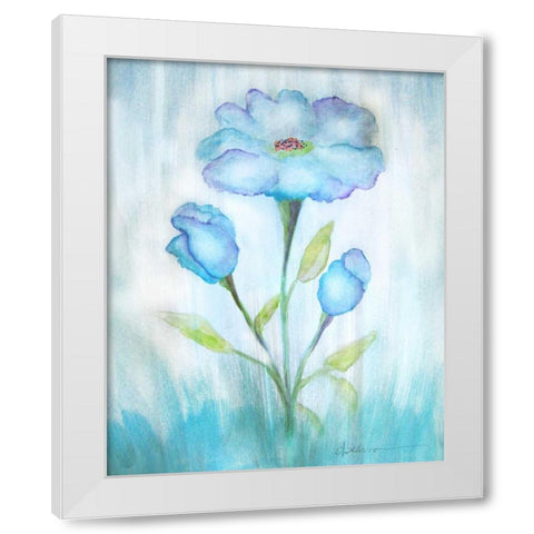 Floral Blue 2 White Modern Wood Framed Art Print by Pearson, Debbie