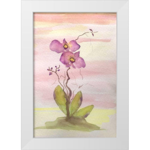 Orchid Trio 1 White Modern Wood Framed Art Print by Pearson, Debbie