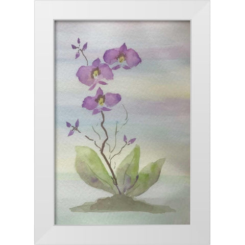 Orchid Duo 1 White Modern Wood Framed Art Print by Pearson, Debbie