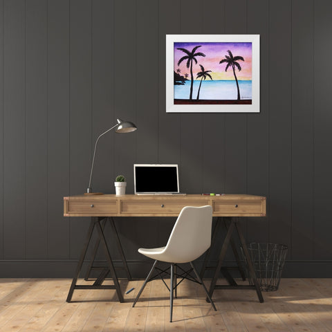 Tropical Palms 1 White Modern Wood Framed Art Print by Pearson, Debbie
