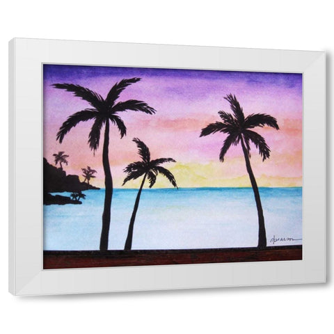 Tropical Palms 1 White Modern Wood Framed Art Print by Pearson, Debbie