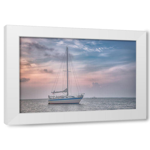 Blue Point Sunrise White Modern Wood Framed Art Print by DeLuca, Pat