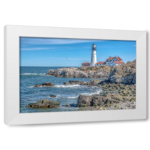 Portland Head LightHouse White Modern Wood Framed Art Print by DeLuca, Pat
