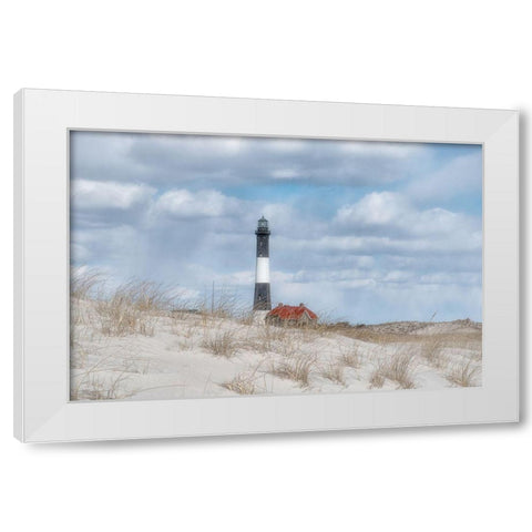 Fire Island Lighthouse White Modern Wood Framed Art Print by DeLuca, Pat