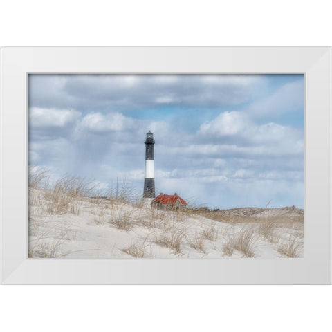 Fire Island Lighthouse White Modern Wood Framed Art Print by DeLuca, Pat