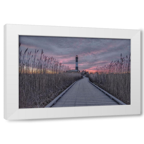 Fire Island Lighthouse Sunrise White Modern Wood Framed Art Print by DeLuca, Pat