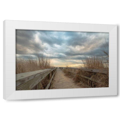 East Islip Sunset White Modern Wood Framed Art Print by DeLuca, Pat