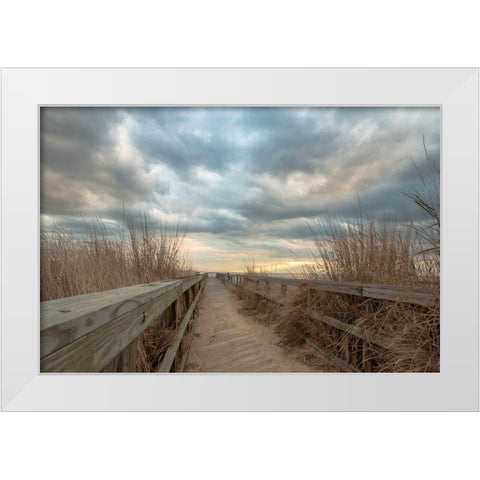 East Islip Sunset White Modern Wood Framed Art Print by DeLuca, Pat
