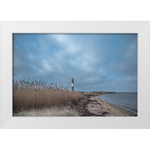 Fire Island Lighthouse White Modern Wood Framed Art Print by DeLuca, Pat