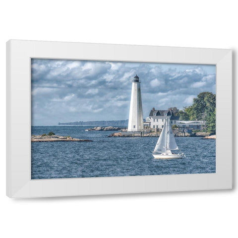 New London Harbor Lighthouse White Modern Wood Framed Art Print by DeLuca, Pat