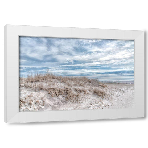 Lighthouse Beach White Modern Wood Framed Art Print by DeLuca, Pat