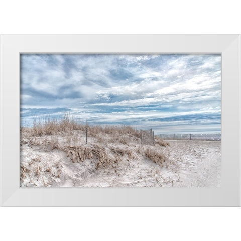 Lighthouse Beach White Modern Wood Framed Art Print by DeLuca, Pat