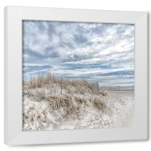 Lighthouse Beach White Modern Wood Framed Art Print by DeLuca, Pat