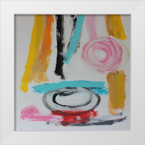 Shaped Lunacy White Modern Wood Framed Art Print by Spina, Phyllis