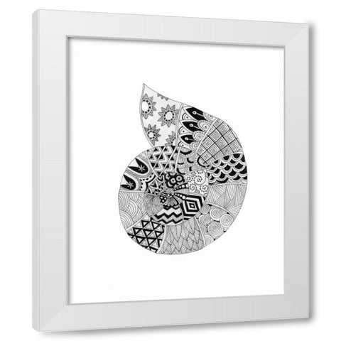 BW Decorated Nautilus White Modern Wood Framed Art Print by Varacek, Pam