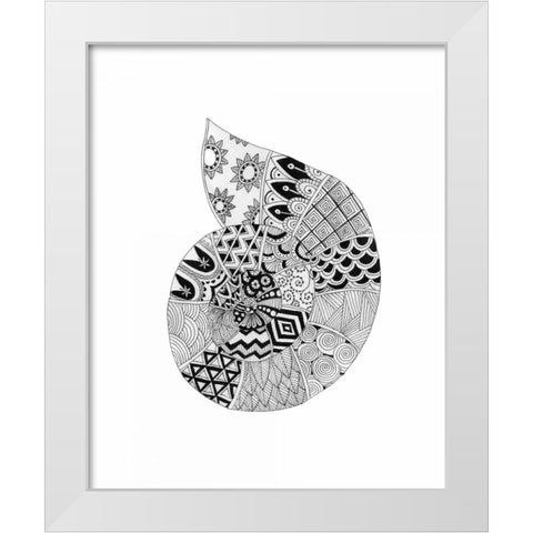 BW Decorated Nautilus White Modern Wood Framed Art Print by Varacek, Pam