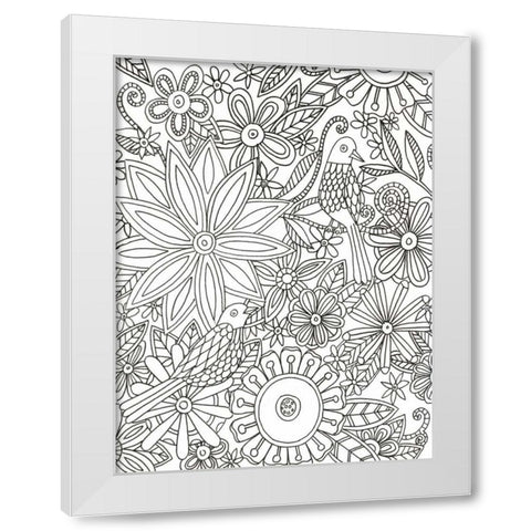 Floral Birds White Modern Wood Framed Art Print by Varacek, Pam