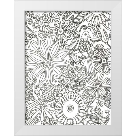 Floral Birds White Modern Wood Framed Art Print by Varacek, Pam