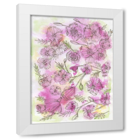 Floral Pinks White Modern Wood Framed Art Print by Varacek, Pam