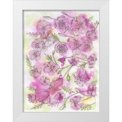 Floral Pinks White Modern Wood Framed Art Print by Varacek, Pam