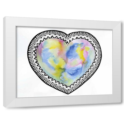 Tribal Heart White Modern Wood Framed Art Print by Varacek, Pam