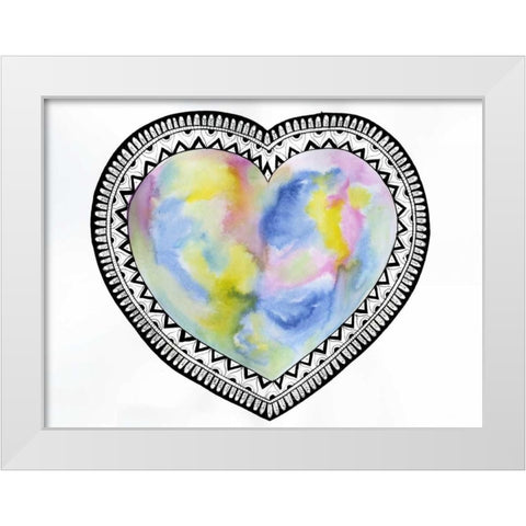 Tribal Heart White Modern Wood Framed Art Print by Varacek, Pam