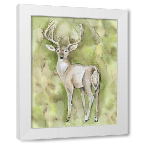 Sterling Deer White Modern Wood Framed Art Print by Varacek, Pam
