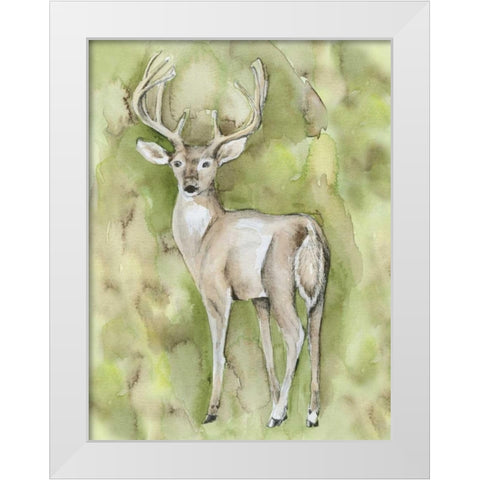 Sterling Deer White Modern Wood Framed Art Print by Varacek, Pam