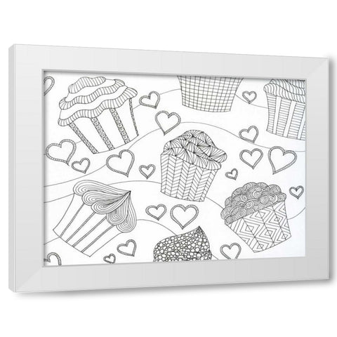 Cupcake Love White Modern Wood Framed Art Print by Varacek, Pam