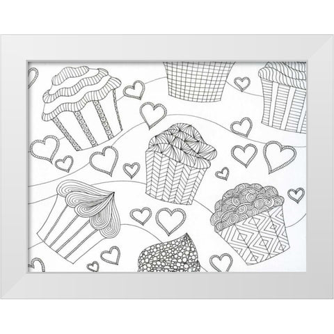 Cupcake Love White Modern Wood Framed Art Print by Varacek, Pam