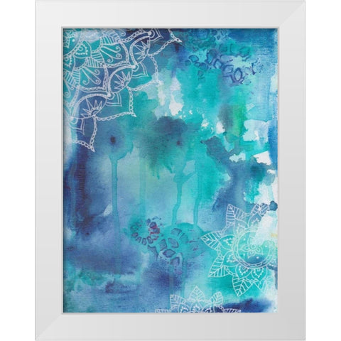 Blue Balance White Modern Wood Framed Art Print by Varacek, Pam