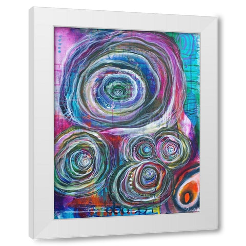 Circular Abstraction White Modern Wood Framed Art Print by Varacek, Pam