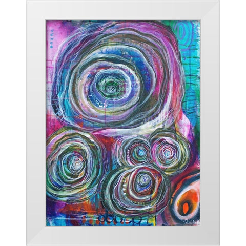 Circular Abstraction White Modern Wood Framed Art Print by Varacek, Pam