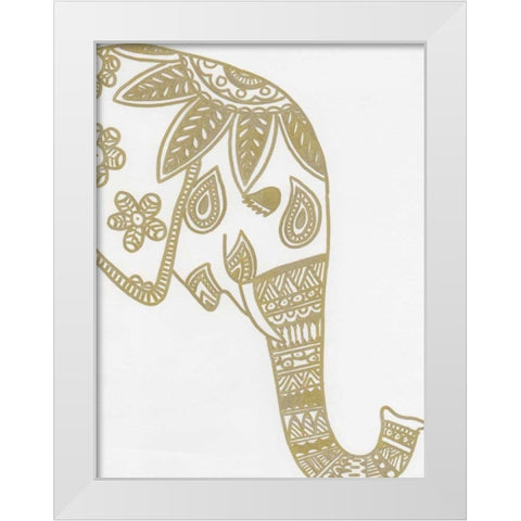 Elephant Gold 3 White Modern Wood Framed Art Print by Varacek, Pam