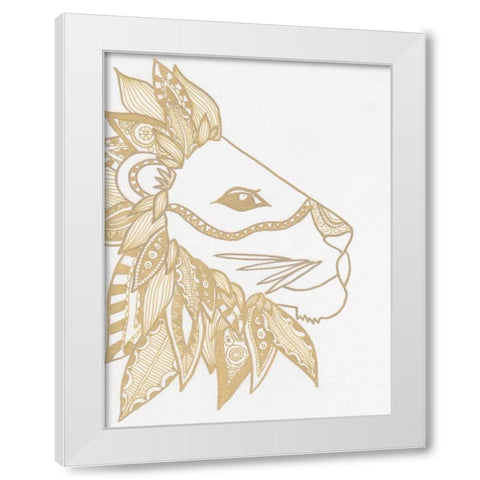 Lion Gold White Modern Wood Framed Art Print by Varacek, Pam
