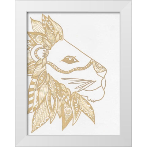Lion Gold White Modern Wood Framed Art Print by Varacek, Pam