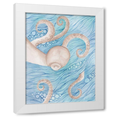 Sea Of Octopus White Modern Wood Framed Art Print by Varacek, Pam