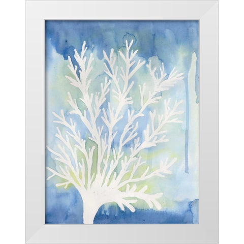 Blue Coral White Modern Wood Framed Art Print by Varacek, Pam
