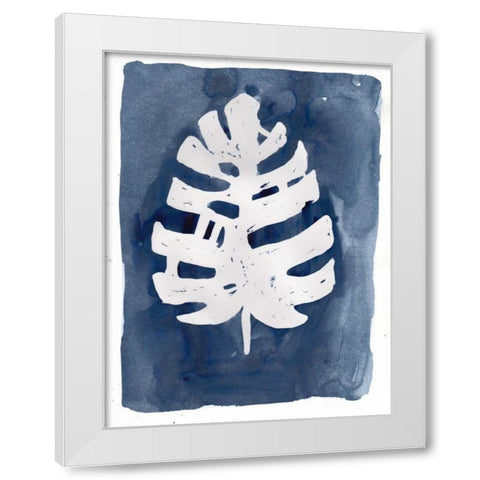 Indigo Silhouette D White Modern Wood Framed Art Print by Varacek, Pam