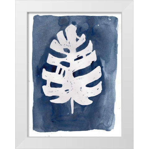 Indigo Silhouette D White Modern Wood Framed Art Print by Varacek, Pam