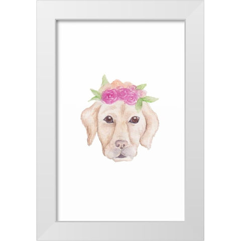 Petunia Pup White Modern Wood Framed Art Print by Varacek, Pam