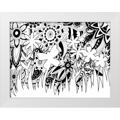 Mozaic Silhouette White Modern Wood Framed Art Print by Varacek, Pam