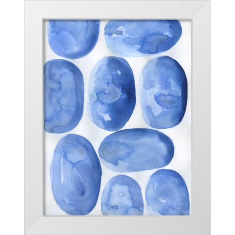 Indigo Stones White Modern Wood Framed Art Print by Varacek, Pam