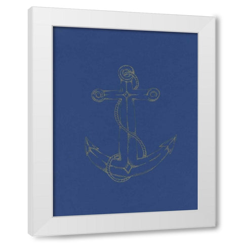 Glowing Indigo Anchor White Modern Wood Framed Art Print by Varacek, Pam