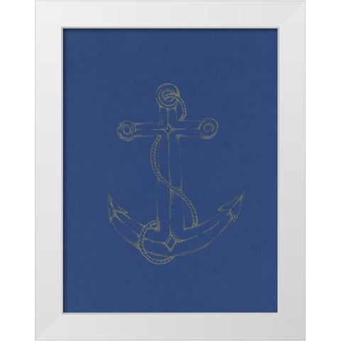Glowing Indigo Anchor White Modern Wood Framed Art Print by Varacek, Pam