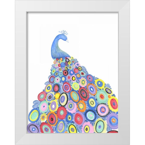 Endless Peacock White Modern Wood Framed Art Print by Varacek, Pam
